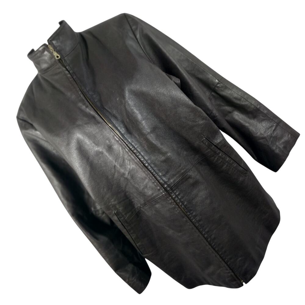 VERANESI! LUXE ESPRESSO BROWN GENUINE LEATHER ZIPPER FRONT JACKET! SZ 14W